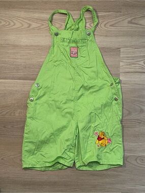 Vintage Disney Winnie the Pooh Green Kids Shortalls, size 10/12